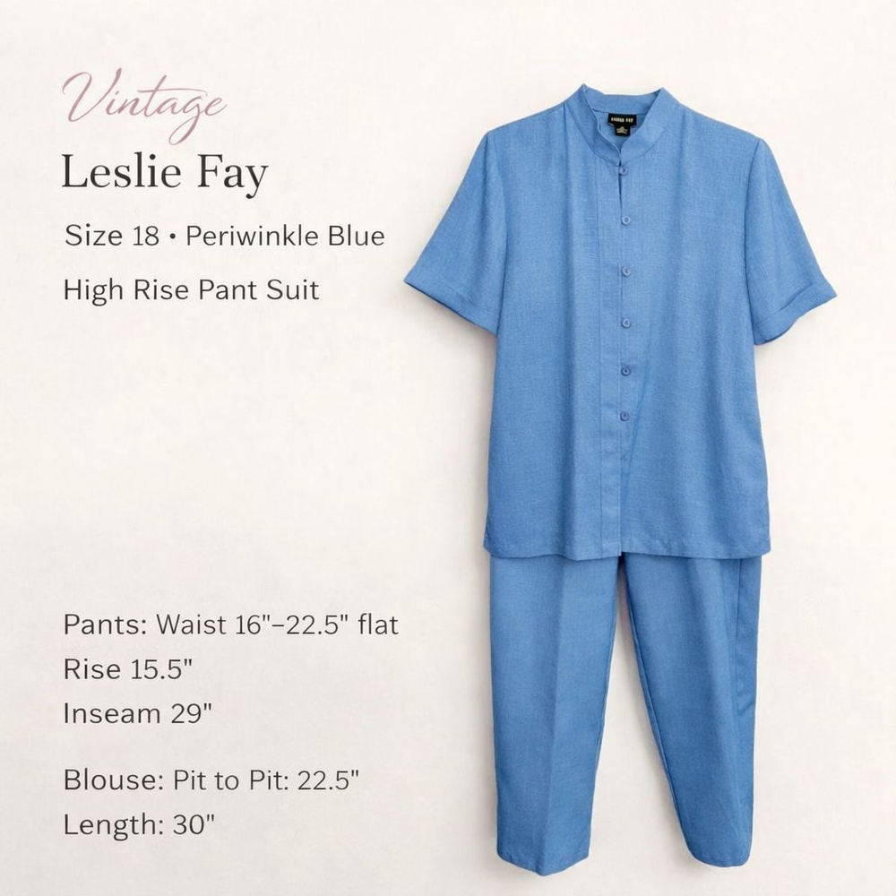 Leslie Fay Vintage 90s Periwinkle Pant Suit | High Rise Power Set | Size 18 - Picture 2 of 12